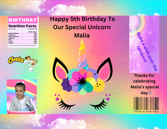 Toddler Unicorn Party Favor Chip Bag